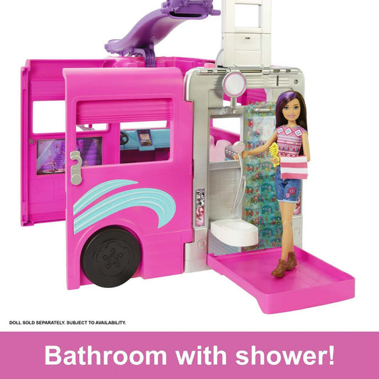 Barbie Doll DreamCamper Van Playset with Pets, Pool, Slide & Accessories, Toys For Ages 3 Years Old & up